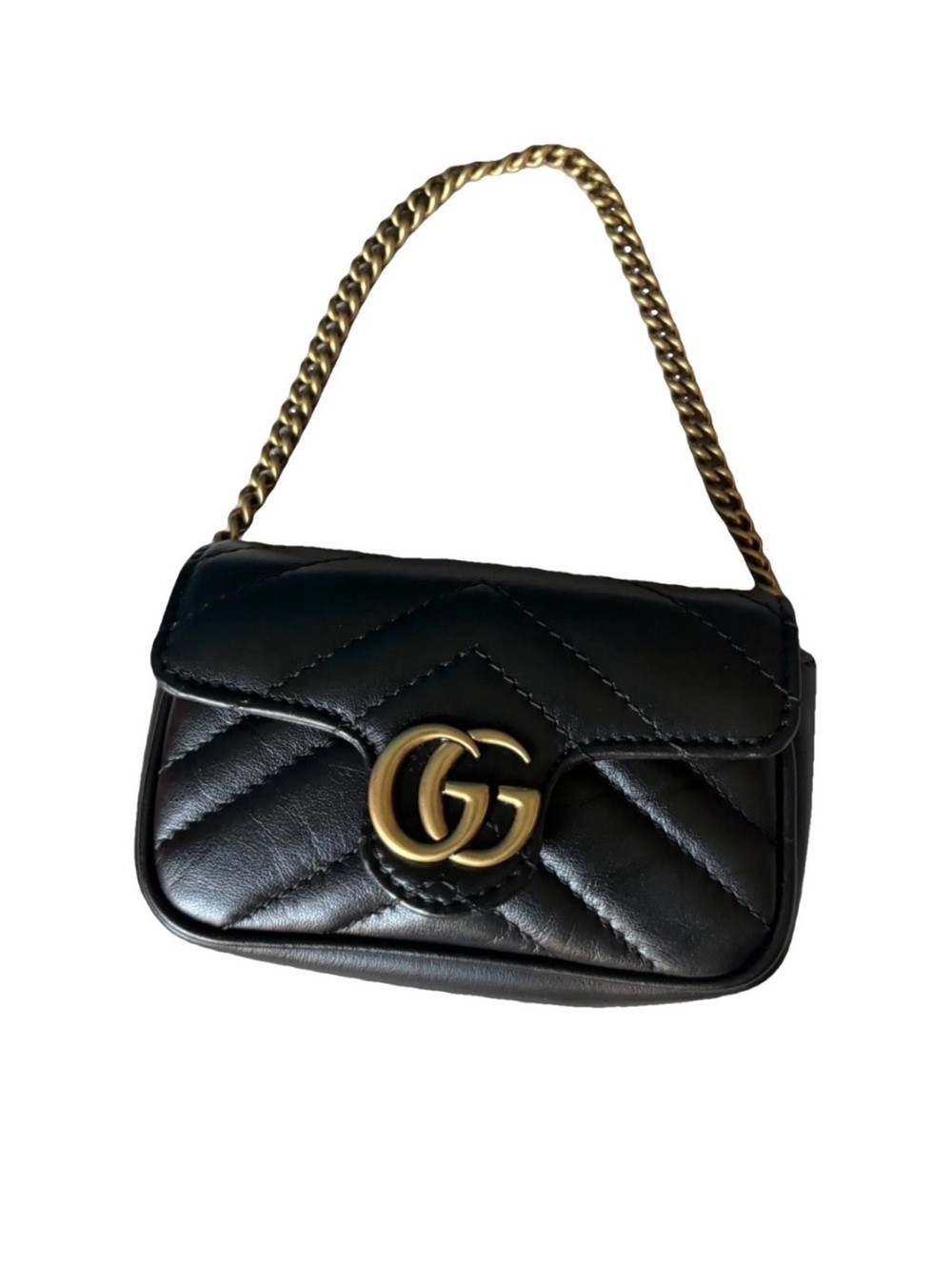 Gucci Black Quilted Leather Mini Top Handle Bag with Gold GG